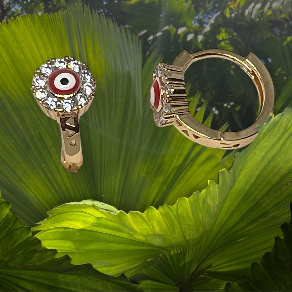 Gold and Red Evil Eye Ring
